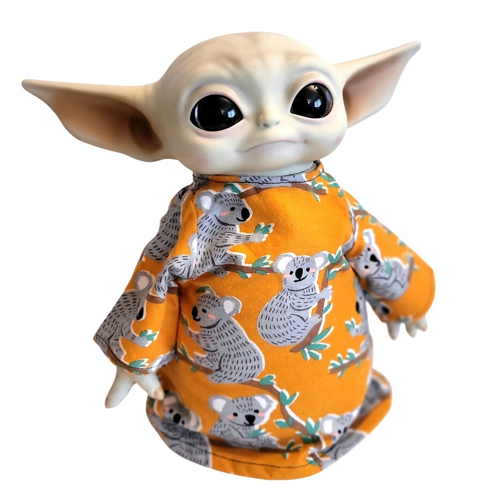 Koala Bears Outfit for 11" Grogu Baby Yoda Mattel Dolls- Flannel Clothes- Orange